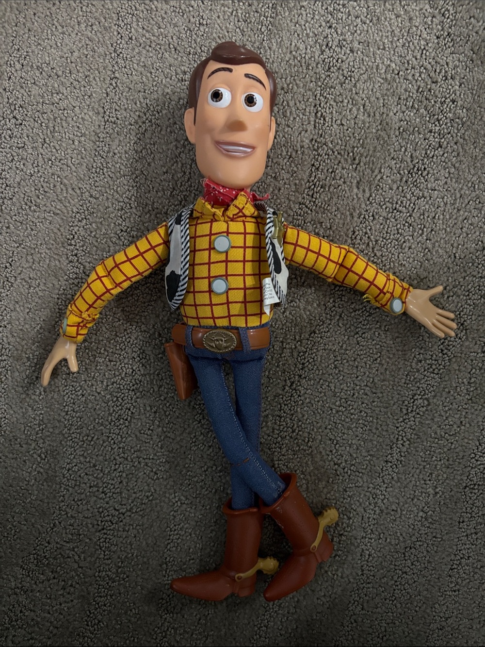 Woody Cowboy Figure Toy - Yellow Plaid Shirt, Blue Pants